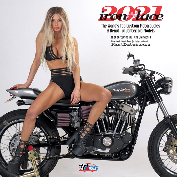 Sara Balint 2021 Iron & Lace motorcycle pinup calendar