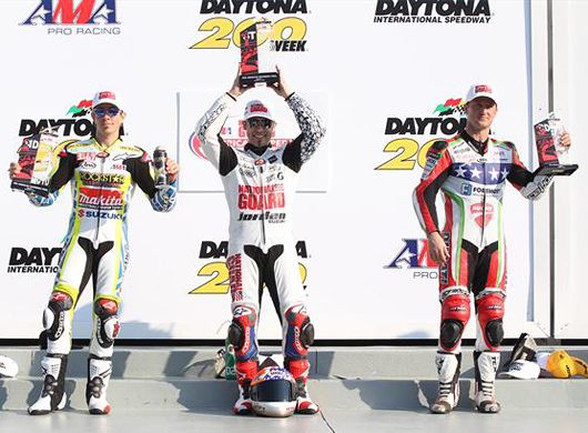 Zmeke, Hayden Pegram on Dayona Superbike race podium photo