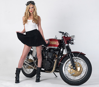 lRichard Pollock / Mule Motorcycles Triumph Streetmaster Brighton Cafe Racer with Liz Leyda 