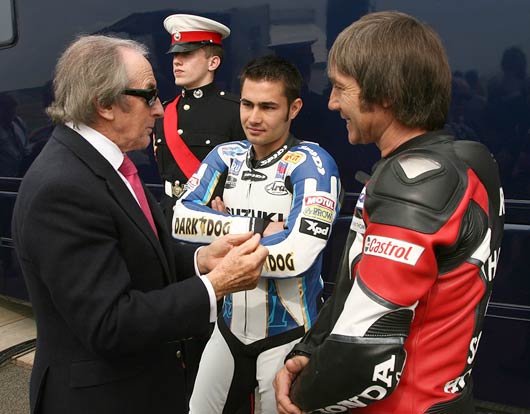 Jackie Stewart, Leon Haslam, Ron Haslam, Silverstone Circuit