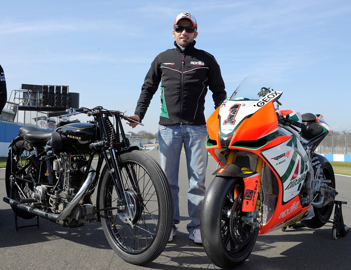 Max Biaggi Donington anniversary celebration motorcycle World Superbike