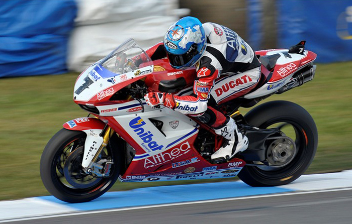 Carols Checa action photo althea ducai Donnington Superpole