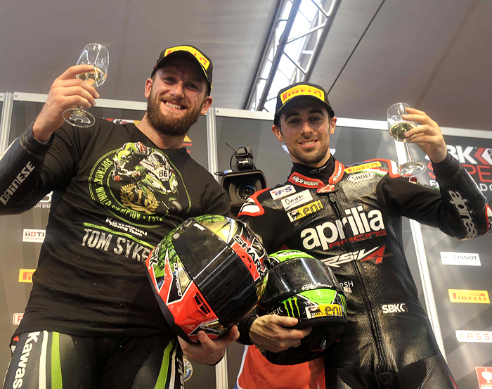 Tom Sykes Eurene Laverty celebrate 2013 SBK Superbike Championship