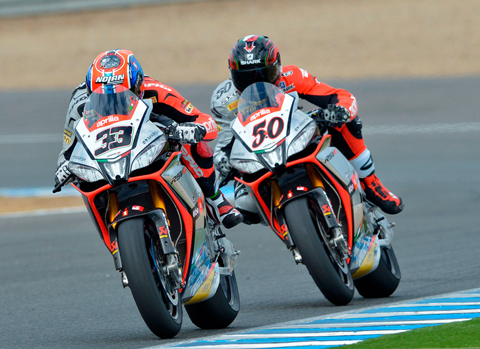 Marco Melandri, Sylvain Guintoli action Jerez SBK World Superbike