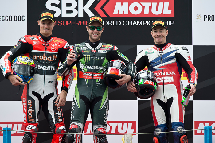 Assen SBK race one podium