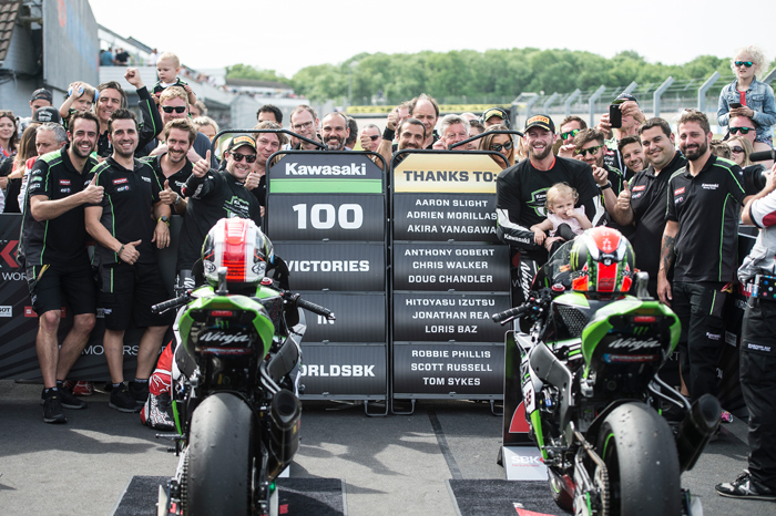 Kawasaki 100 SBK wins Donnington