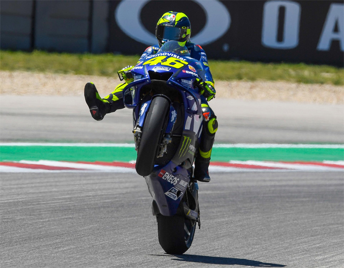 Valentino Rossi wheelie COTA MotoGP