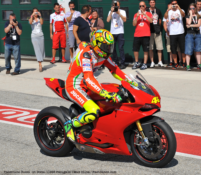 Valentino Rossi riding Ducati 1199 Panigale at World Ducati Week